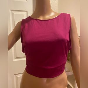Sports bra back tied crop , burgundy color, new